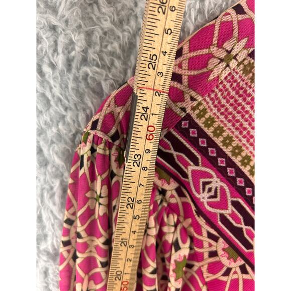 NWT Rose + Olive Pink Boho Print Peplum Blouse Women’s XL V-Neck Long Sleeve - Picture 5 of 6